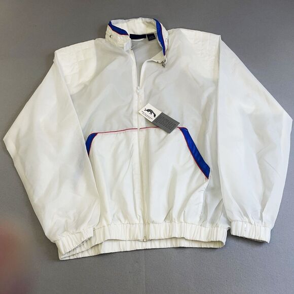 Vtg Silver Fox Sportswear Jacket Mens Large L White Windbreaker Retro Hood 1980s - Picture 1 of 10